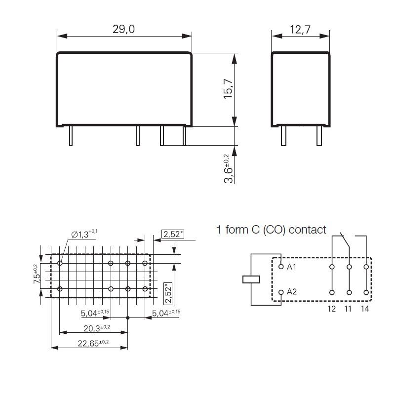 Relé 24Vdc 16A/250V, RT314024, TE 9-1393239-8 - Imagen 3