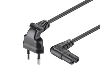 Cable Alimentación 2m Negro, CEE7 a C7 Tipo "8" Acodados