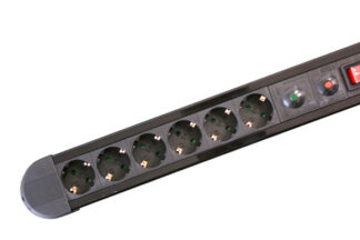 Base Multiple Negra 6 Tomas, Disyuntor y Protecciones, cable 1,5m DH