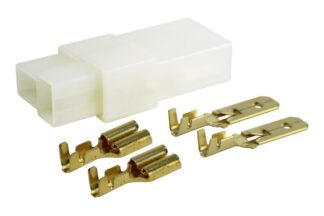 2 x Caja de Conexión Polarizada en T. 2 Faston Macho + 2 Faston Hembra 6,35mm