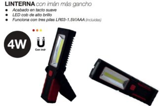 Linterna de trabajo con luz frontal y superior, gancho e imán