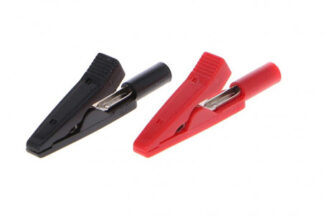 Pinzas cocodrilo aisladas Pareja R+N Banana Tester Ø2mm, Largo 42mm
