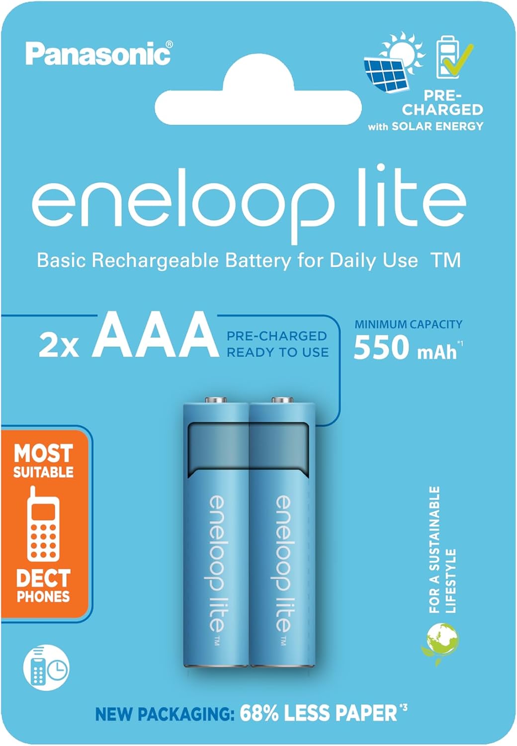 Batería AAA Panasonic 'Eneloop Lite' 1,2V 550mAh (2 Unidades)