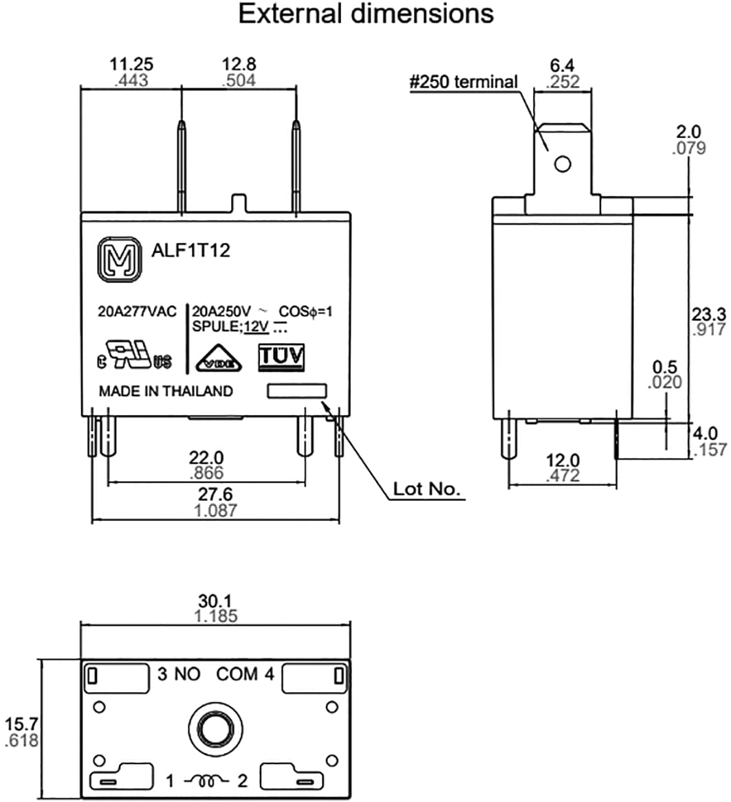 Relé ALF1T12 Panasonic 12V 20A/277Vac, Aire acondicionado, Inverter, etc - Imagen 6