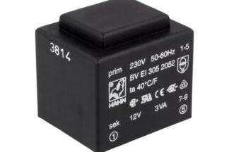 Transformador PCB 230V 0-12V, 2,5VA 3VA, 250mA BVEI3052052 HAHN