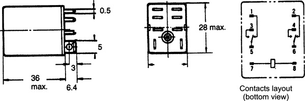 Relé LY2N-J 24Vac 2ctos, 2+6pin, 10A/250V + Zócalo PTF08A-E - Imagen 3