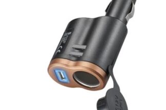 Convertidor Mechero 12V → USB 5V 1A + Toma Encendedor 12V 5A (LED Verde)