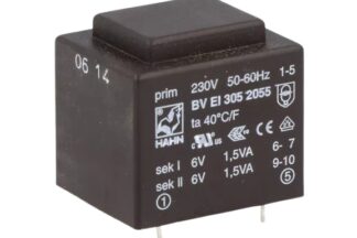 Transformador Pcb 0-6V, 0-6V, 2x250mA 3VA, BVEI3052055