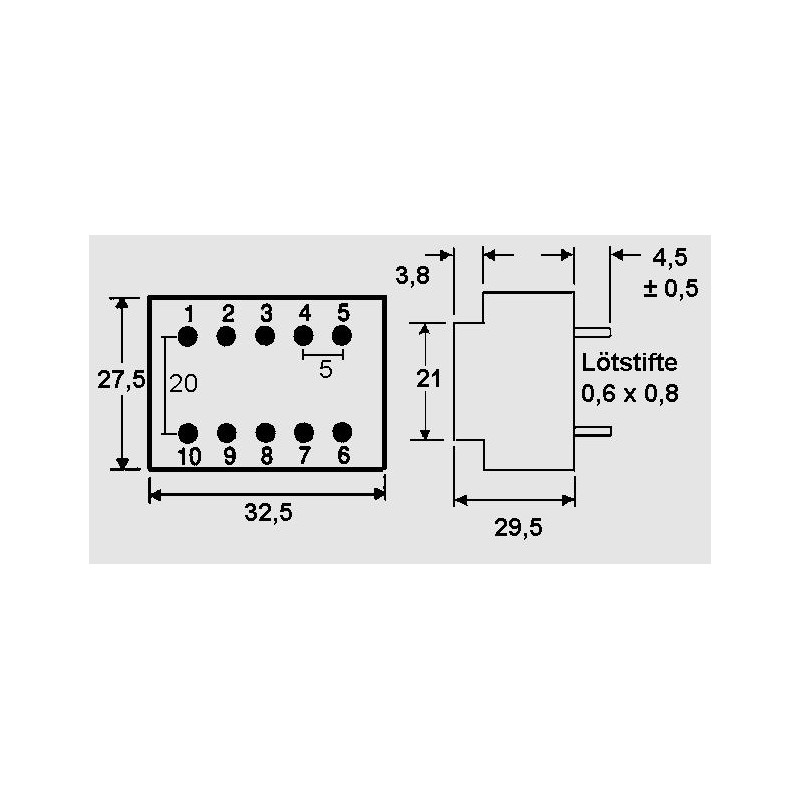 Transformador Pcb 0-6V, 0-6V, 2x250mA 3VA, BVEI3052055 - Imagen 2