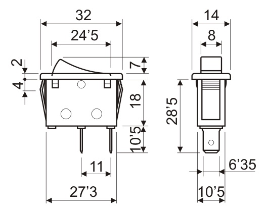 Interruptor 16A/250V, SPST ON-OFF - Imagen 2