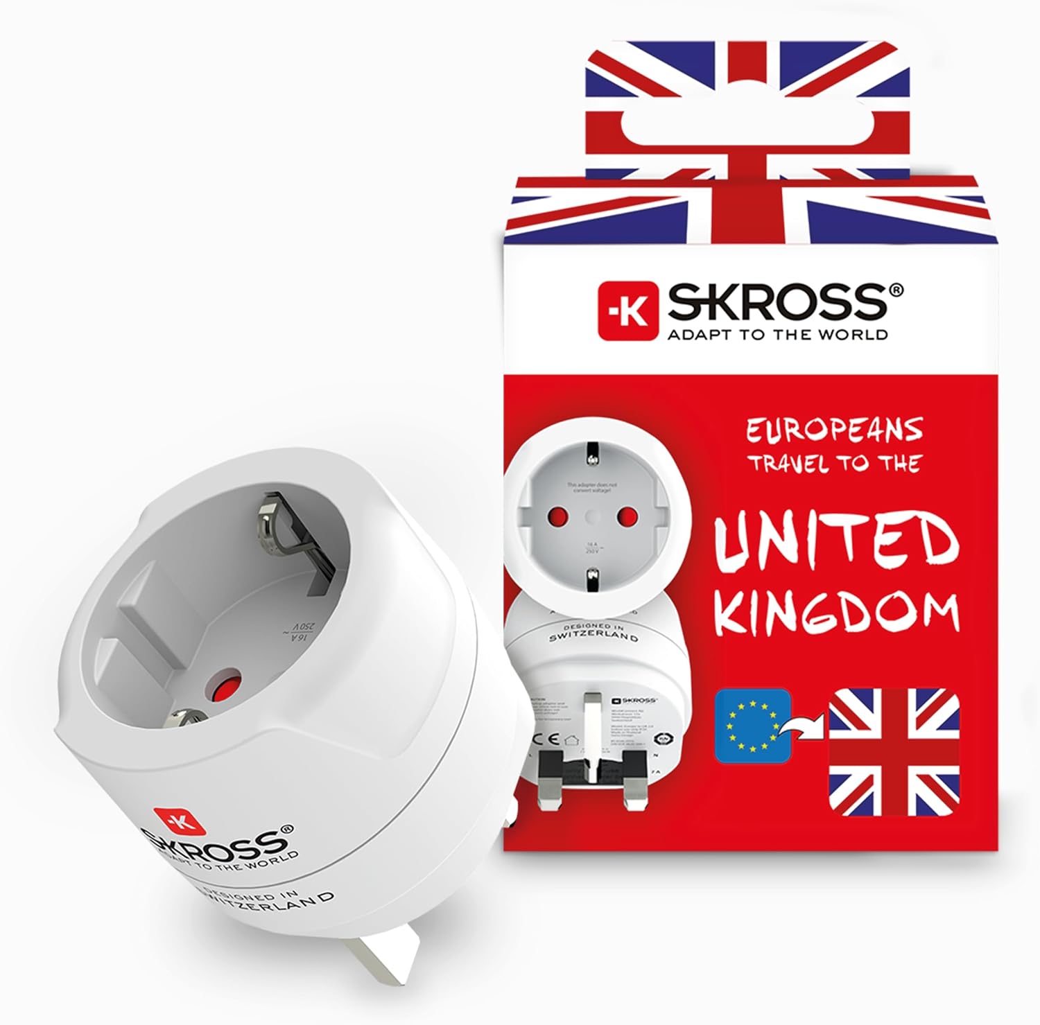 Adaptador de Enchufe UK Macho a Europa Hembra SKROSS 1.500230C-E