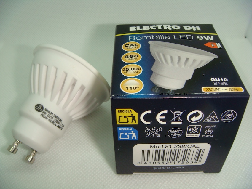 Bombilla GU-10 LED 9W luz cálida 3200K - Imagen 2