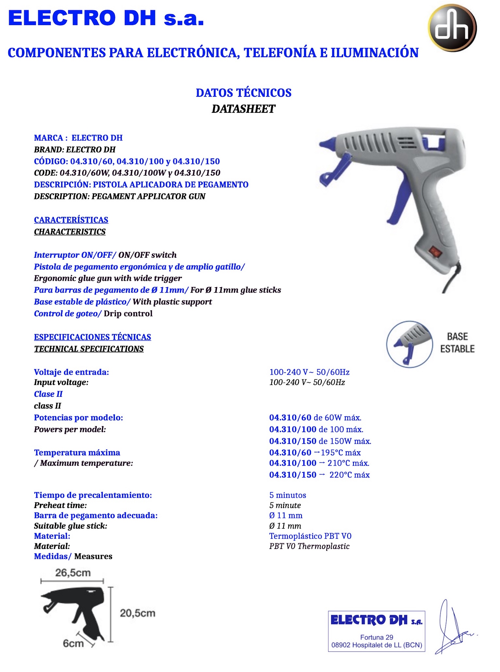 Pistola de Pegamento 60W 230Vac 195ºC ON-OFF - Imagen 2