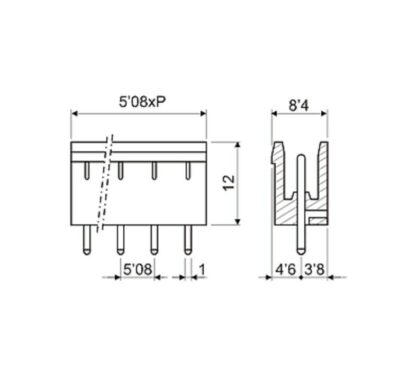 Conector Regleta conexión PCB 2P, Paso 5,08mm, 10A/300V (10 Unidades) - Imagen 3