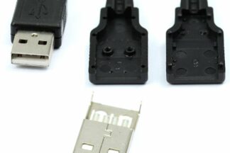 Conector USB "A" Macho negro, para montaje con 3 piezas