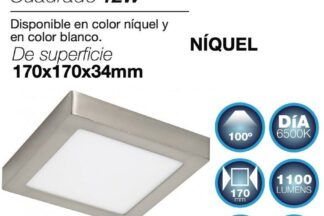 PLAFON LED Superficie Cuadrado Niquel 12W