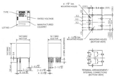 Relé Automoción 12Vdc 8pin G8ND-2UK Negro 14x13,6x13,5mm OMRON - Imagen 4