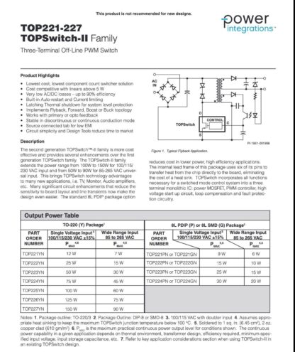 TOP222YN TO-220 ORIGINAL Power Integrations - Imagen 4
