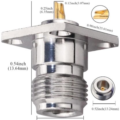 Conector N Hembra Chasis Soldable, 4 Tornillos - Imagen 3