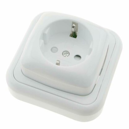 Base Schuko Superficie Blanca 80×80×40mm 16A/250V