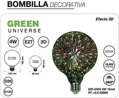 Bombilla LED decorativa Green Universe efecto 3D, E27, 4W - Imagen 3