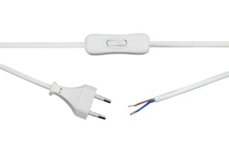 Cable 2m con Interruptor Pasante + Clavija Europea, Blanco DH