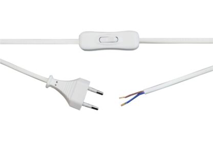 Cable 2m con Interruptor Pasante + Clavija Europea, Blanco DH