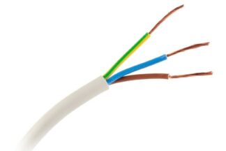Cable manguera eléctrica flexible 3x0,75mm² blanca H03VV-F, fina Ø5,70mm (1mts)
