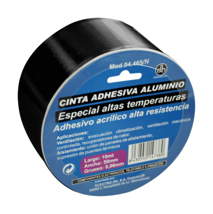 Cinta Aislante Aluminio Negra (Alta Temperatura) 50mm x 10m