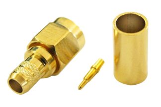 Conector SMA macho dorado para Engastar/Crimpar en cable RG-58/U