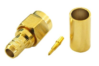 Conector SMA macho dorado para Engastar/Crimpar en cable RG-58/U