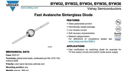 DIODO BYW36 600V/2A 200ns Rápido,CAPSULA SOD-57 (5 Unidades) - Imagen 3