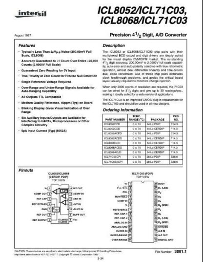 Intersil Harris ICL71C03ACPI Precision 4 1/2 Digit, A/D Converter - Imagen 3