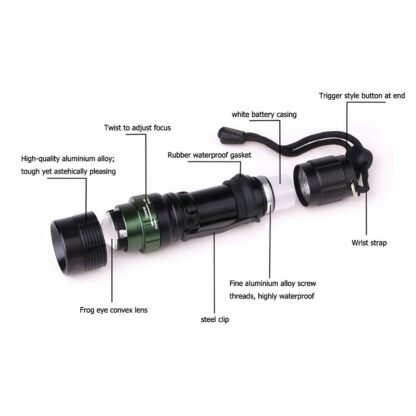 Linterna LED de aluminio Zoom rotativo de precisión, 400lm, alcance 400m - Imagen 5