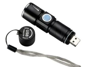 Linterna recargable USB, 3W, Zoom, LED de carga