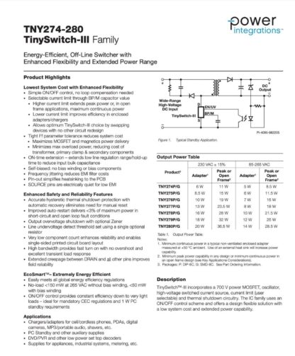 TNY280GN-TL, TNY280GN, TNY280G, SMD-8B 7 pin (5 Unidades) - Imagen 3