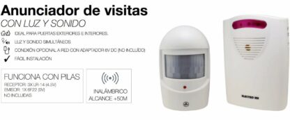 Anunciador de visitas con luz y sonido inalámbrico - Imagen 4