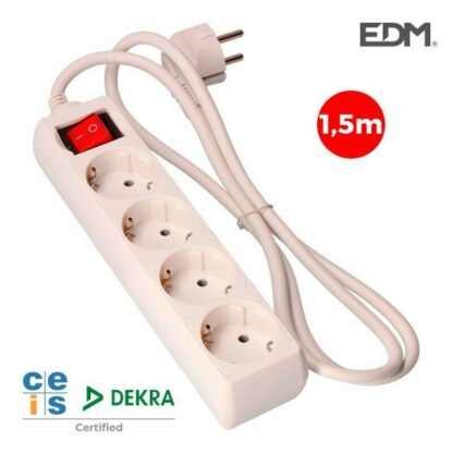 Base múltiple 4 Tomas con Interruptor 3680W Cable 1,5m, Blanca - Imagen 3