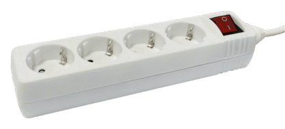 Base múltiple 4 Tomas con Interruptor 3680W Cable 1,5m, Blanca