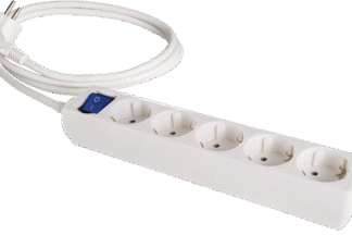 Base múltiple 5 Tomas con Interruptor 3680W Cable 1,5m, Blanca