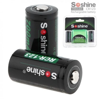 Batería Recargable 16340 RCR123 SOSHINE (2 unidades) - Imagen 3