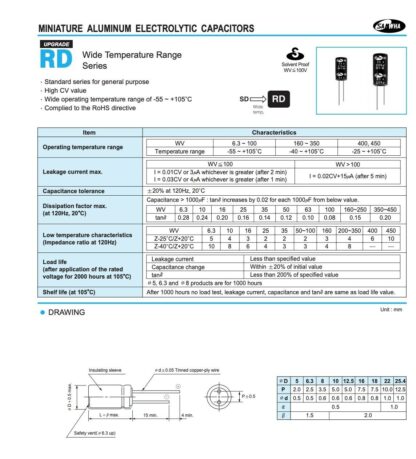 Condensador electrolítico 470uF 25V 105º