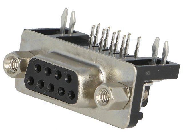 Conector Hembra D-SUB 9P DB9 PCB 90º Acodado