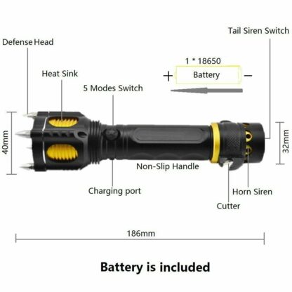 Linterna LED potente de seguridad para coche, rompe cristales y corta cinturón - Imagen 5