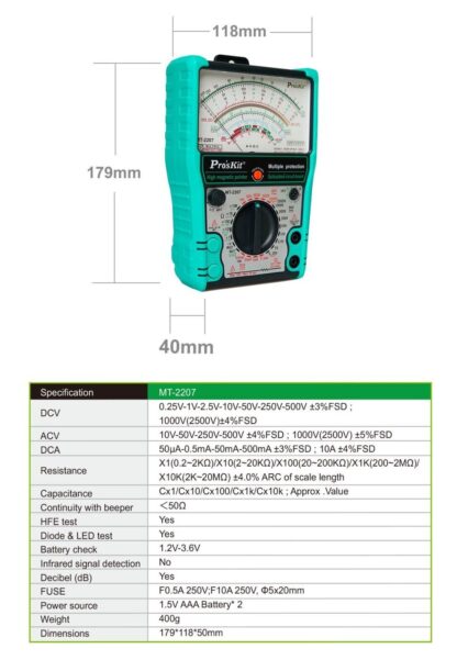 Múltimetro analógico MT-2207 - Imagen 6