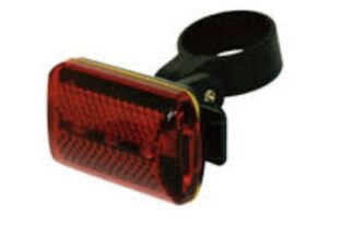 Piloto trasero bicicleta 3 LEDs, luz fija o intermitente, incluye soporte, cinta