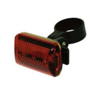 Piloto trasero bicicleta 3 LEDs, luz fija o intermitente, incluye soporte, cinta