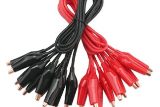 Pinza cocodrilo 20uds Rojas y negras con cable 30cm