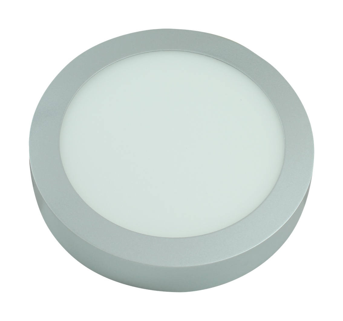 Plafón Led Redondo de Superficie 18W PLATA 225x35mm