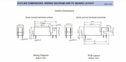 RELE 12VDC 20A 1ctos FASTON y PCB 29x15x12mm HONGFA HF115F-Q/012-1H - Imagen 4